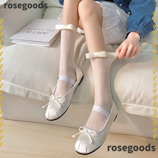 Rosegoods1 ถุงเท้า JK แบบบางพิเศษ ประดับโบว์น่ารัก แฟชั่นฤดูร้อน