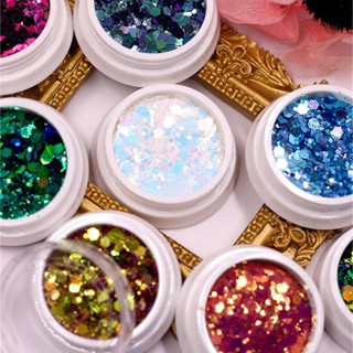 อุปกรณ์ทำเล็บเล็บยอดนิยมเกาหลีสีเปลี่ยน Chameleon Glitter สติ๊กเกอร์ Super Shiny Fairy Eye Color Decal booboom