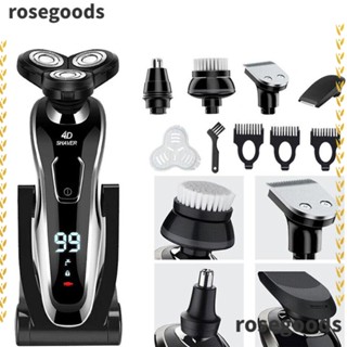 Rosegoods1 มีดโกนหนวดไฟฟ้า สําหรับผู้ชาย|เครื่องโกนหนวดโรตารี่ แบบชาร์จเร็ว