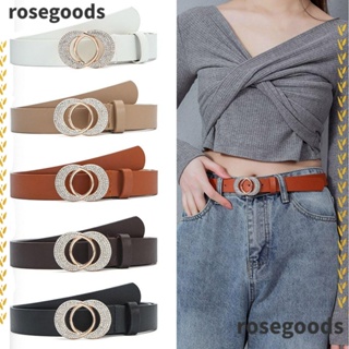 Rosegoods1 เข็มขัดหนัง ประดับพลอยเทียม สไตล์วินเทจ สําหรับผู้หญิง