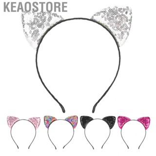 Keaostore Reversible Sequin  Ears Headband Shiny Ear Hair Hoops Women&amp;apos;s Kitty