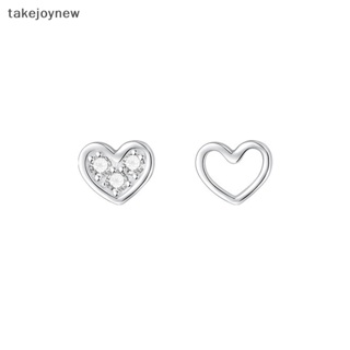 [takejoynew] ต่างหูสตั๊ดเกลียว รูปหัวใจกลวง เครื่องประดับ สําหรับผู้หญิง 1 คู่