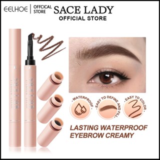 Sace Lady ครีมเขียนคิ้ว Waterproof Long-term Tattoo Eyebrow Gel Brush 2 In 1 Coloured Eyebrow Pen Eye Makeup -eelhoe
