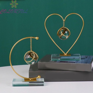 【COLORFUL】Delicate Metal Crystal Ball Handicraft Ornament For Living Room Desktop 2 PCS