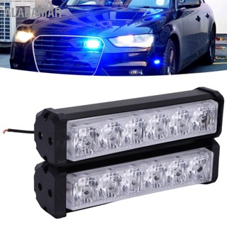 ALABAMAR 2PCS COB ไฟเตือน Strobe Flash Light 6LEDs แสงสีแดงสีน้ำเงินสีขาว Universal สำหรับรถจักรยานยนต์ ATVs รถบรรทุก DC12V‑24V