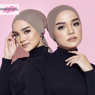 Pinkcool ขายดี หมวกผ้าโพกหัว ผ้าพันคอ ผ้ายืด ระบายอากาศ สีพื้น ปรับได้ สําหรับผู้หญิง