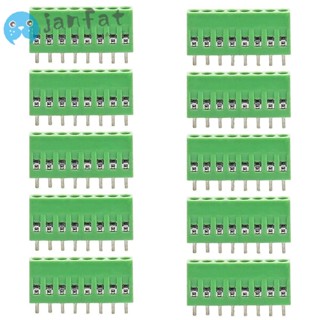 Janfat บล็อกเทอร์มินัลเชื่อมต่อ PCB 150V สีเขียว เมาท์สกรู 8-Pin 6A 10 ชิ้น