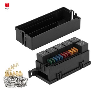 บล็อกกล่องฟิวส์ 12V 11 ทาง พร้อมรีเลย์ 5 Pin และฟิวส์ สําหรับรถยนต์ รถบรรทุก เรือ