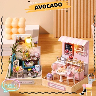 Avocarr ชุดบ้านตุ๊กตาจิ๋ว กล่องเฟอร์นิเจอร์ไม้ DIY สําหรับเด็ก