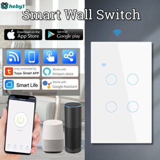 Tuya Smart Touch Switch 2.4g Wifi Socket 100-250v Smart Glass Panel รองรับการควบคุมลำโพงเสียง/การควบคุมแอพ/timing heby1