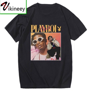 [COD]เสื้อยืดลําลอง แขนสั้น คอกลม พิมพ์ลาย Playboi Carti สไตล์วินเทจ คุณภาพสูง สําหรับผู้ชายS-5XL