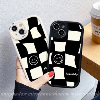 เคสโทรศัพท์มือถือแบบนิ่ม ลายตารางหมากรุก หน้ายิ้ม สําหรับ Samsung A04s A13 A04 A23 A50 A12 A50s A30s A02s A32 A14 5G A03 A72 A31 A73 A21s A33 A20s A20 A22 A53 A03s A52 A11 A10s A71 A51 A52s