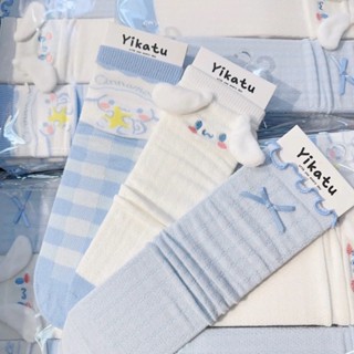 Spring and Summer New Socks Sweet Japanese Thin Socks Girls Light Blue Lolita Cute Big Ear Dog Tube Socks Women