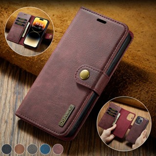 เคสโทรศัพท์มือถือหนัง PU ฝาพับแม่เหล็ก พร้อมช่องใส่บัตร 3 ช่อง ถอดออกได้ สไตล์เรโทร สําหรับ Samsung S20 FE S20 S20 Plus S20 Ultra A70 A50 A20 A30 A10