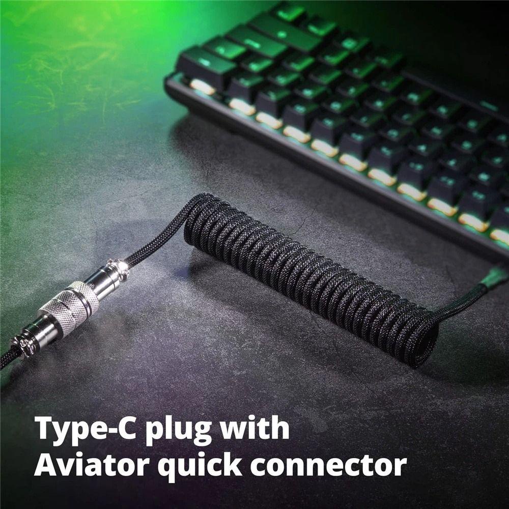Chichytu14w คีย์บอร์ดม้วนสายคอมพิวเตอร์เดสก์ท็อปด้ายถักพอร์ต Usb 3 เมตร Type C สาย Usb