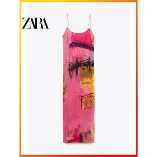 Zara ชุดเดรส พิมพ์ลาย สไตล์วันหยุด เหมาะกับฤดูร้อน สําหรับผู้หญิง 0264347 620