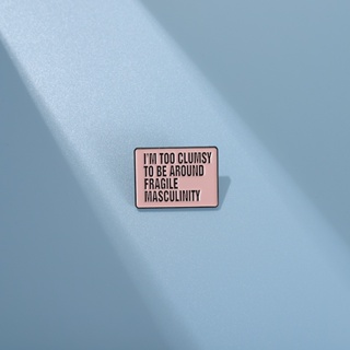 เข็มกลัด รูปข้อความ Im Too Clumsy Enamel Pin สีชมพู แบบสร้างสรรค์ เครื่องประดับ สําหรับเพื่อน