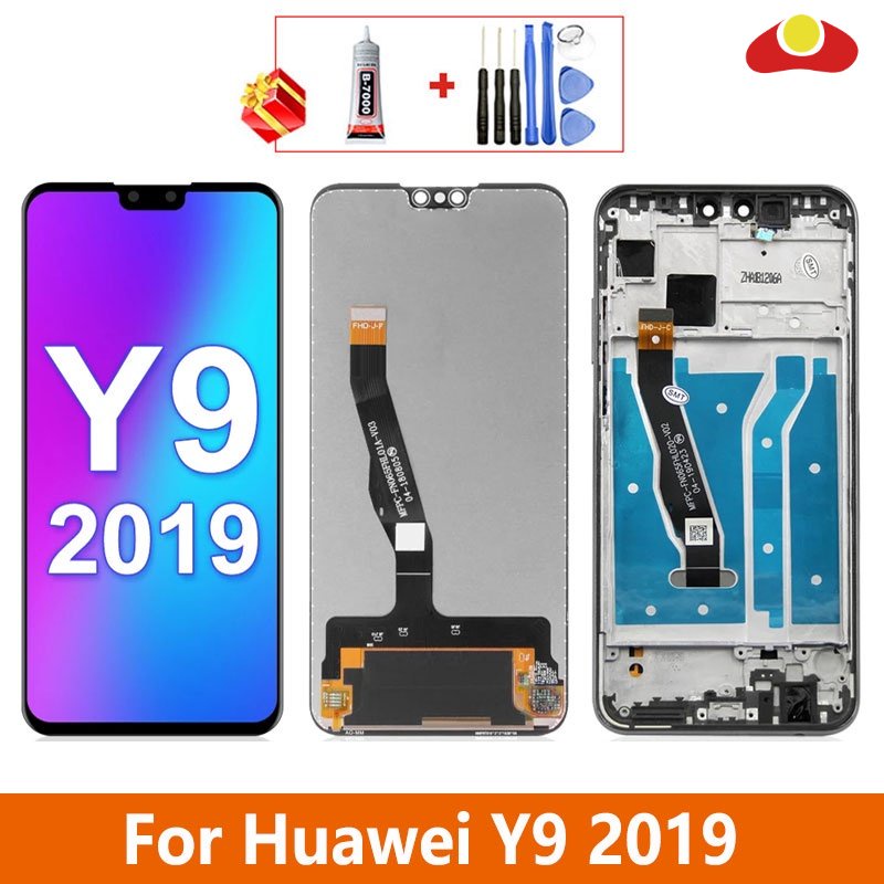 สําหรับ Huawei Y9 2019 JKM-LX1 JKM-LX2 JKM-LX3 จอแสดงผล LCD หน้าจอสัมผัสกรอบ Digitizer Assembly