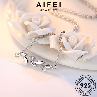 AIFEI JEWELRY 925 Silver ต้นฉบับ แฟชั่น เงิน ใบมะกอกที่เรียบง่าย แท้ เกาหลี มอยส์ซาไนท์ไดมอนด์ จี้ สร้อยคอ ผู้หญิง เครื่องประดับ เครื่องประดับ N15