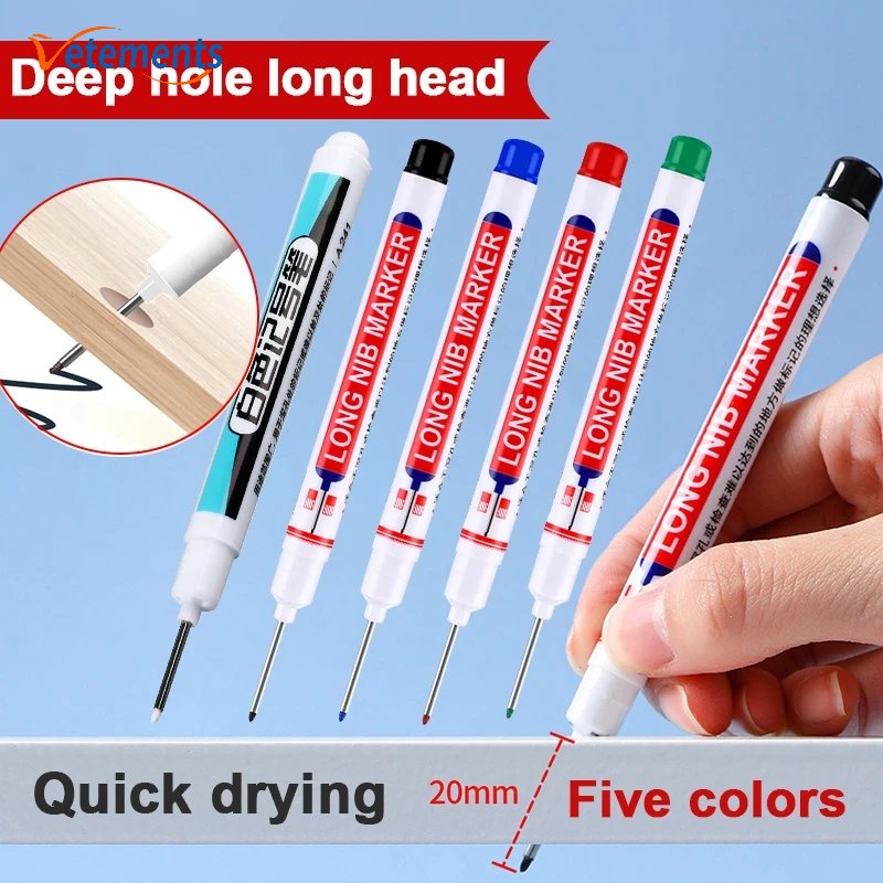 ปากกามาร์กเกอร์ หัวยาว สีขาว 20 30 มม. หมึกสีดํา 5 สี