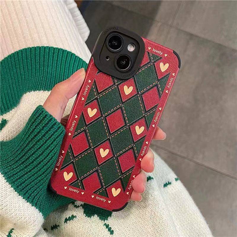 Diamond Quilted Love Apple 13 Phone Case Leather Pattern Iphone12pro/11 Soft XR/7Plus Female Xsmax/6S/8 i8SE