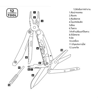 มีดพก มีด+คีมพกพาเอนกประสงค์ Multi-Tool Heavy Duty Multifucntion 12in1คุณภาพระดับพรีเมี่ยม