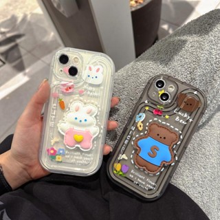 เคสโทรศัพท์มือถือแบบใส ลายการ์ตูนกระต่าย หมีน้อยน่ารัก สําหรับ IPhone 14pro Max 13 12 11 Xs xr 7 8 Plus