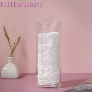 Fallforbeauty กล่องเก็บสําลีก้าน ทรงกลม พร้อมฝาปิด อะคริลิค แบบพกพา อเนกประสงค์