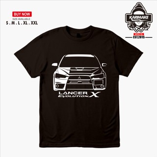 QGเสื้อยืดพิมพ์ลายแฟชั่น เสื้อยืด ลายรถยนต์ Mitsubishi Lancer Evo X Karimake | โมเดลรถยนต์ รุ่น Mitsubishi Lancer Evo X