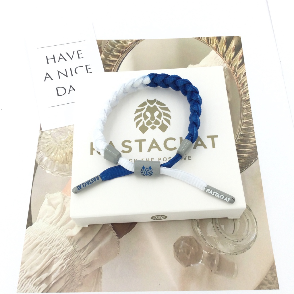 RASTAClAT สร้อยข้อมือถักพร้อมกล่องพรีเมี่ยมสีขาวสีน้ําเงินจับคู่ STRIPES STARS Series รุ่นพิเศษสร้อยข้อมืออุปกรณ์ทอสําหรับผู้ชายทุกวัย ผู้หญิง