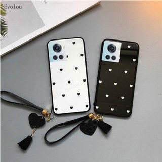 เคสโทรศัพท์มือถือกระจกนิรภัยแข็ง ปิดด้านหลัง ลายหัวใจเล็ก พร้อมสายคล้อง สําหรับ Oneplus ACE Pro One Plus 11 10pro 1+ Nord CE 2 Nord2
