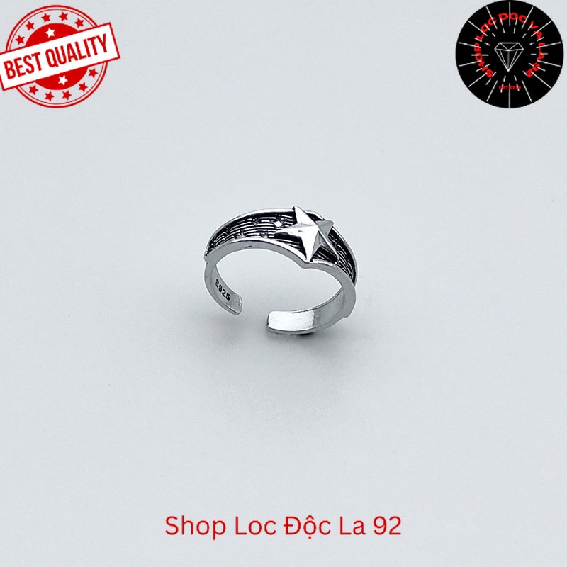คุณภาพสูงเต็มกล่อง 925 ชุบเงิน lucky star unisex แหวน - Loc Doc And Strange Shop 92