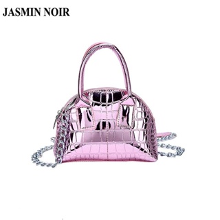 Jasmin NOIR กระเป๋าถือ กระเป๋าสะพายไหล่ หนัง PU ลายหนังจระเข้ ทรงสี่เหลี่ยม ขนาดเล็ก แต่งสายโซ่คล้อง สําหรับสตรี