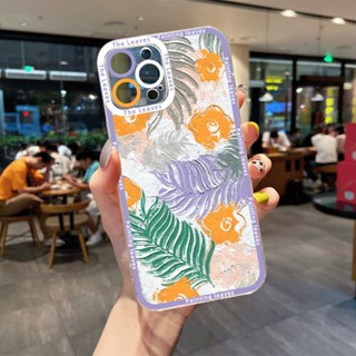 เคสป้องกันโทรศัพท์มือถือ แบบนิ่ม ลายภาพวาดสีน้ํามัน รูปดอกไม้ และใบไม้ สําหรับ Apple iphone 14 12ProMax 14 Max 11 13