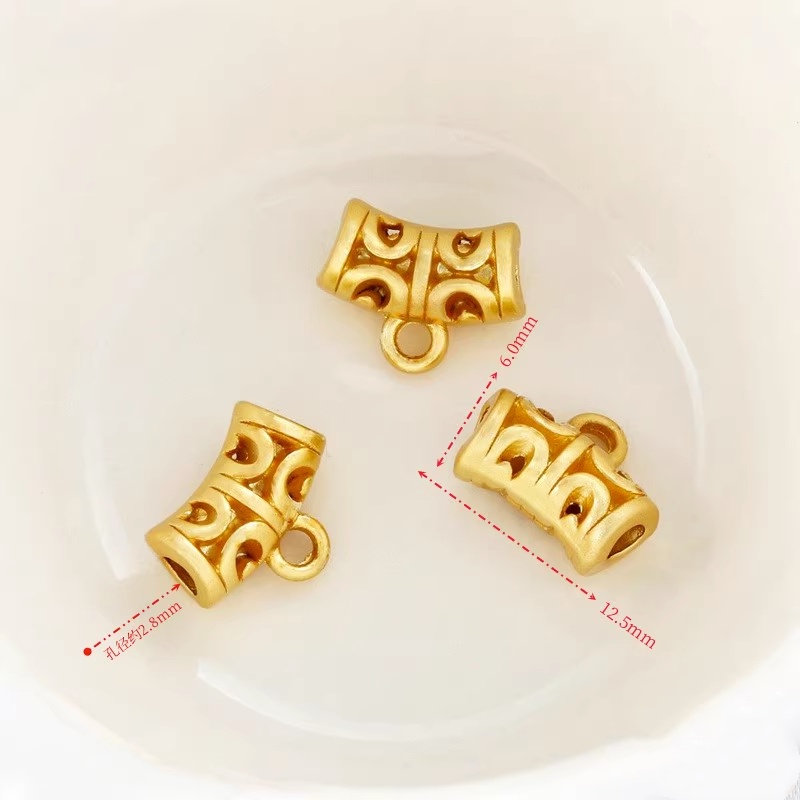 18k Gold-Covered สี-Preserve Matte Gold Hollow ข้อศอกแหวน Barrel ลูกปัด Spacer สร้อยข้อมือ diy สร้อยคอเชือกอุปกรณ์เครื่องประดับ
