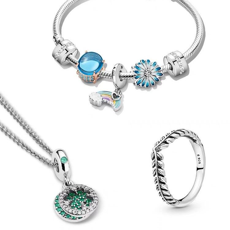 s925 เงินหวานแบบไดนามิกสวนคอลเลกชันโชคดีรุ้งแพนดอร่าลูกปัดสร้อยข้อมือชุดสำหรับของขวัญวันเกิด