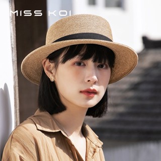 Misskoi [พร้อมส่ง] หมวกฟางกันแดด แบบพับได้ ขนาดเล็ก สไตล์ฝรั่งเศส แฟชั่นฤดูร้อน สําหรับผู้หญิง