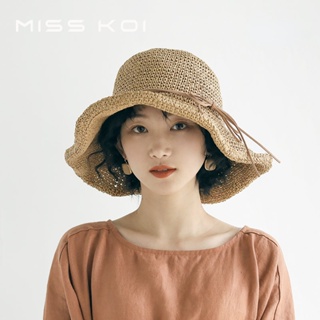 Misskoi [พร้อมส่ง] หมวกฟางกันแดด พับได้ เข้ากับทุกการแต่งกาย สไตล์เกาหลี สําหรับผู้หญิง