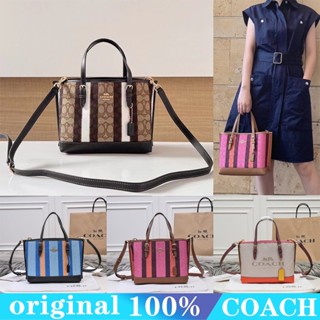 COACH c4085 c4086 mollie กระเป๋าโท้ทขนาดกลาง/แบบพกพา/ความจุขนาดใหญ่/พร็อพ/ผ้าใบกระเป๋าสะพาย