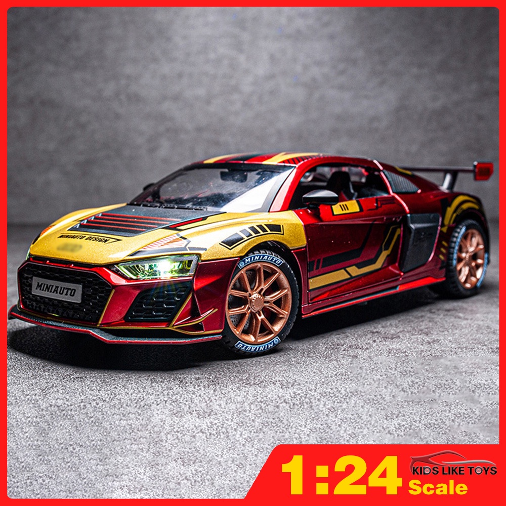 Klt 1:24 Audi R8 IRON/MTM Racing Cars โลหะ Diecast รถของเล่นสําหรับชายเด็กของเล่นเด็กรถก่อสร้างงานอดิเรกคอลเลกชัน
