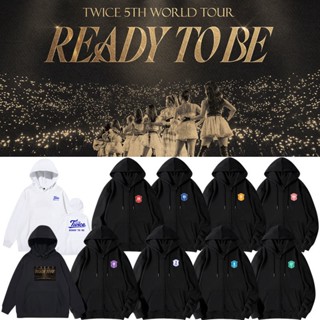 เสื้อแจ็กเก็ตกันหนาว มีฮู้ด แต่งซิป ลาย Kpop Twice READY TO BE สําหรับผู้ชาย และผู้หญิง