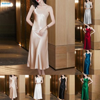 【HODRD】2022 Brand New Dresses Faux Satin Long Nightdress Nightshirt Pajamas Satin【Fashion】