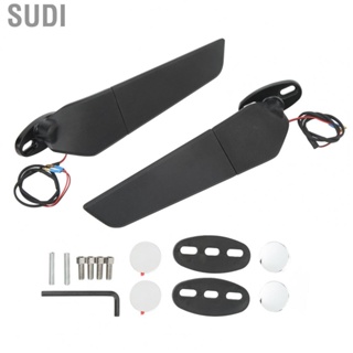 Sudi Pair Motorcycle Rearview Mirror Swivel Side Wing Mirror with  Light 360 Degree Rotatable for Motorbike