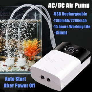 Sobo เครื่องปั๊มออกซิเจน AC DC คู่ ชาร์จ USB พร้อมแบตเตอรี่ แบบพกพา สําหรับตู้ปลา กลางแจ้ง