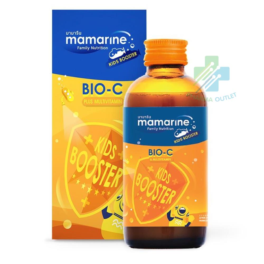 Mamarine Bio-C Plus Multivitamin (120 ml. - สีส้ม) ป้องกันหวัด ป้องกันภูมิแพ้ เสริมภูมิต้านทาน (1873)