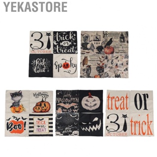 Yekastore Linen Pillow Covers  Digital Printing Halloween Decorative Patterns Pumpkin Face Spider Bat Halloween Pillow Covers DIY Production  for Living Room