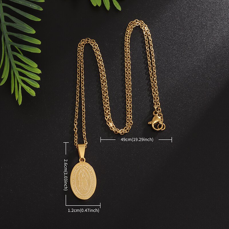 สร้อยคอสแตนเลส จี้เหรียญพระแม่มารี เครื่องประดับ ของที่ระลึกทางศาสนา สําหรับผู้ชาย และผู้หญิง