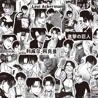 64 ชิ้น / ชุด ❉ Attack on Titan - Levi·Ackerman . สติกเกอร์คลาสสิก มีสีดํา และสีขาว รุ่น 02 ❉ สติกเกอร์ Doodle แฟชั่น กันน้ํา DIY