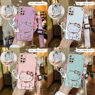 เคส Samsung Galaxy A51 เคส Samsung A31 A71 เคส Samsung A03S เคส Samsung A30 A20 Casing Samsung A02S M02S Case Samsung Note 10 Plus Note 10 Lite Case Vanity Mirror Cute Hello Kitty Anime Stand Wrist Band With Metal Sheet Phone Cover Case SK โทรศัพท์มือถือ