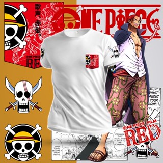 เสื้อเชิ้ต One Piece ลายการ์ตูนอนิเมะ One Piece สีแดง